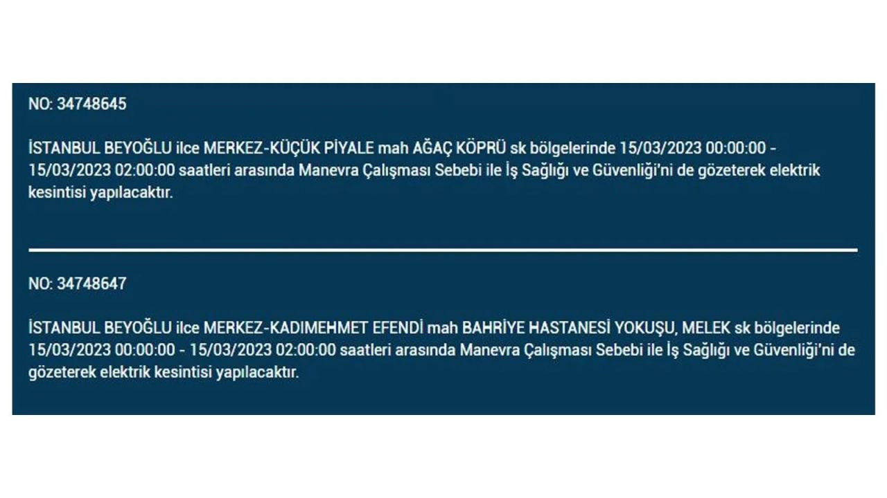 İstanbul'da elektriğin kesileceği ilçeler belli oldu! 15 Mart İstanbul elektrik kesintisi - Sayfa 26