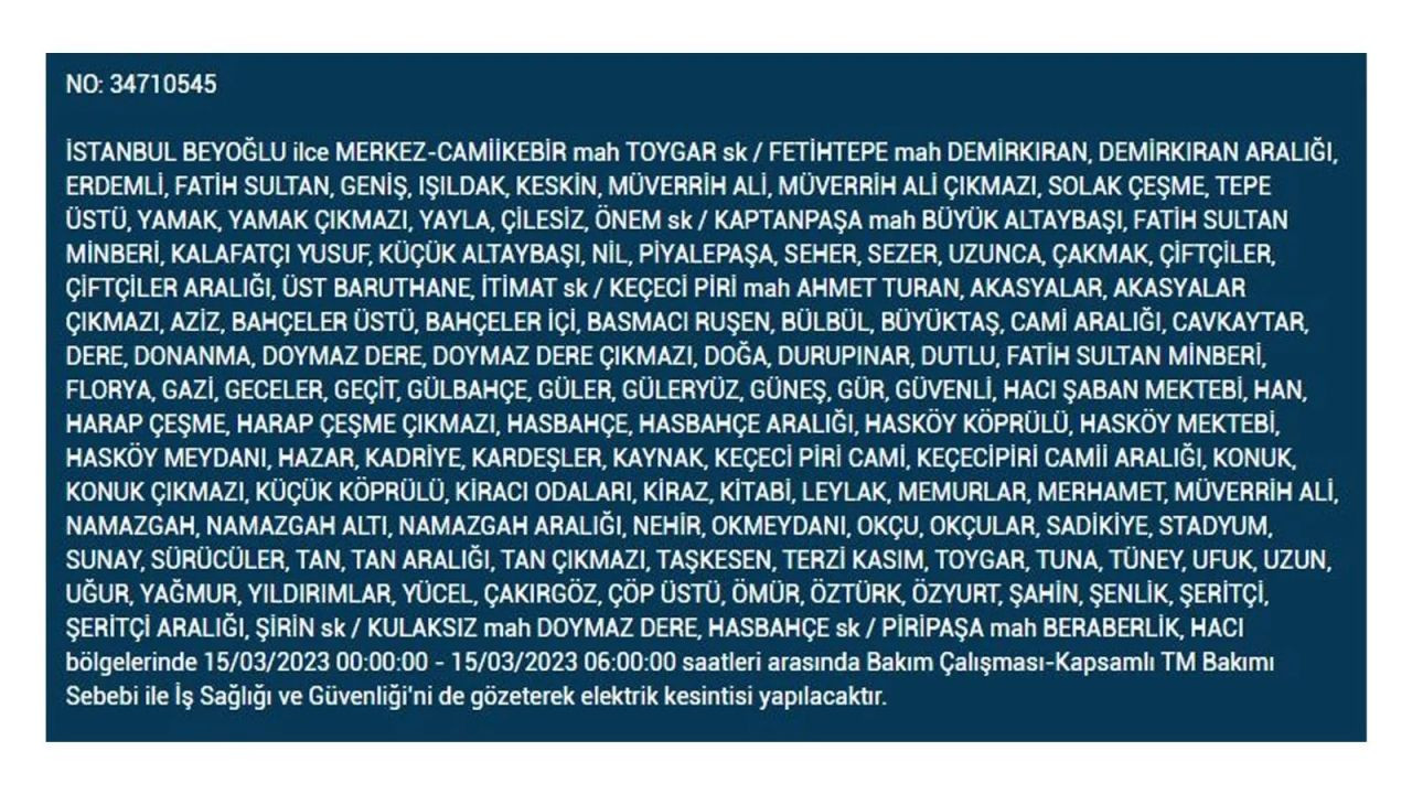 İstanbul'da elektriğin kesileceği ilçeler belli oldu! 15 Mart İstanbul elektrik kesintisi - Sayfa 25