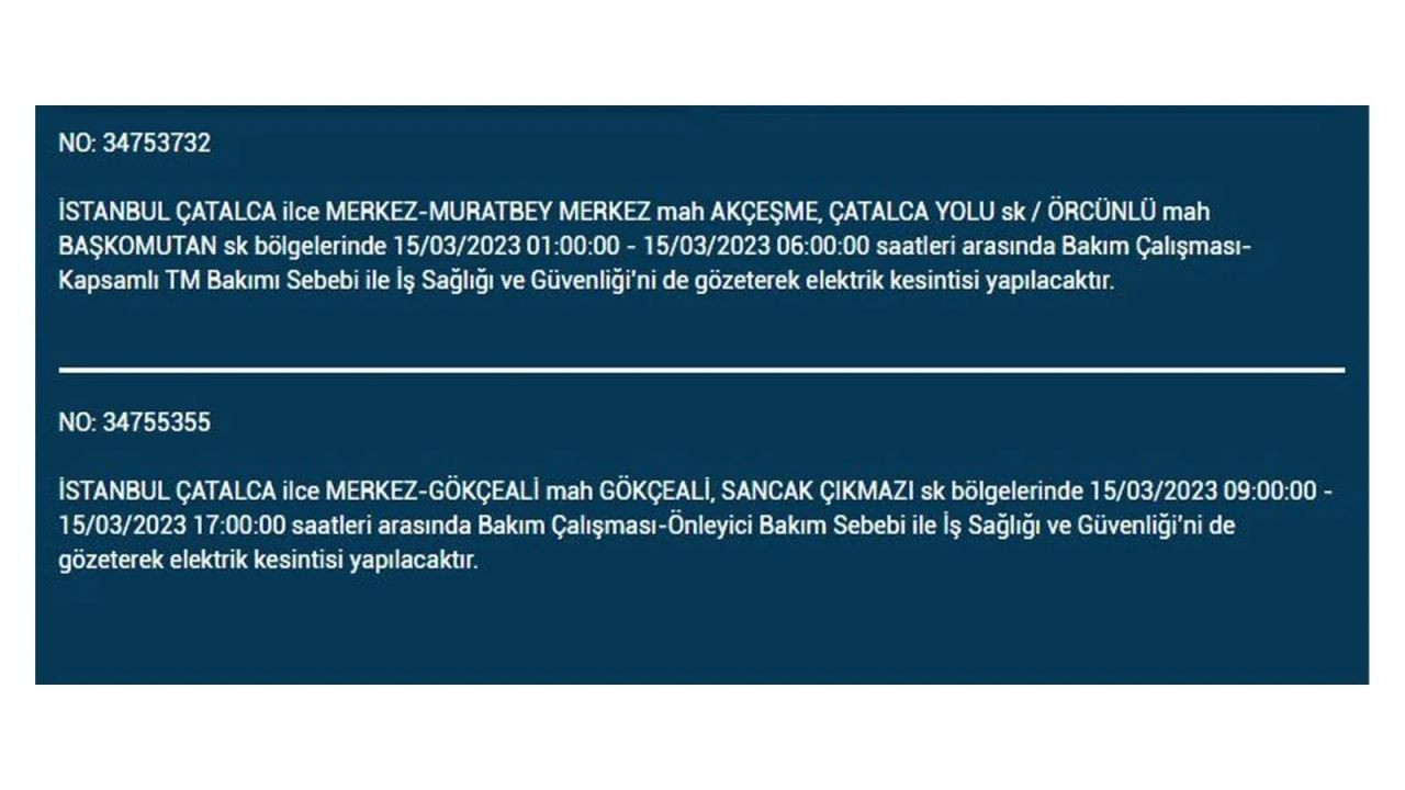 İstanbul'da elektriğin kesileceği ilçeler belli oldu! 15 Mart İstanbul elektrik kesintisi - Sayfa 22