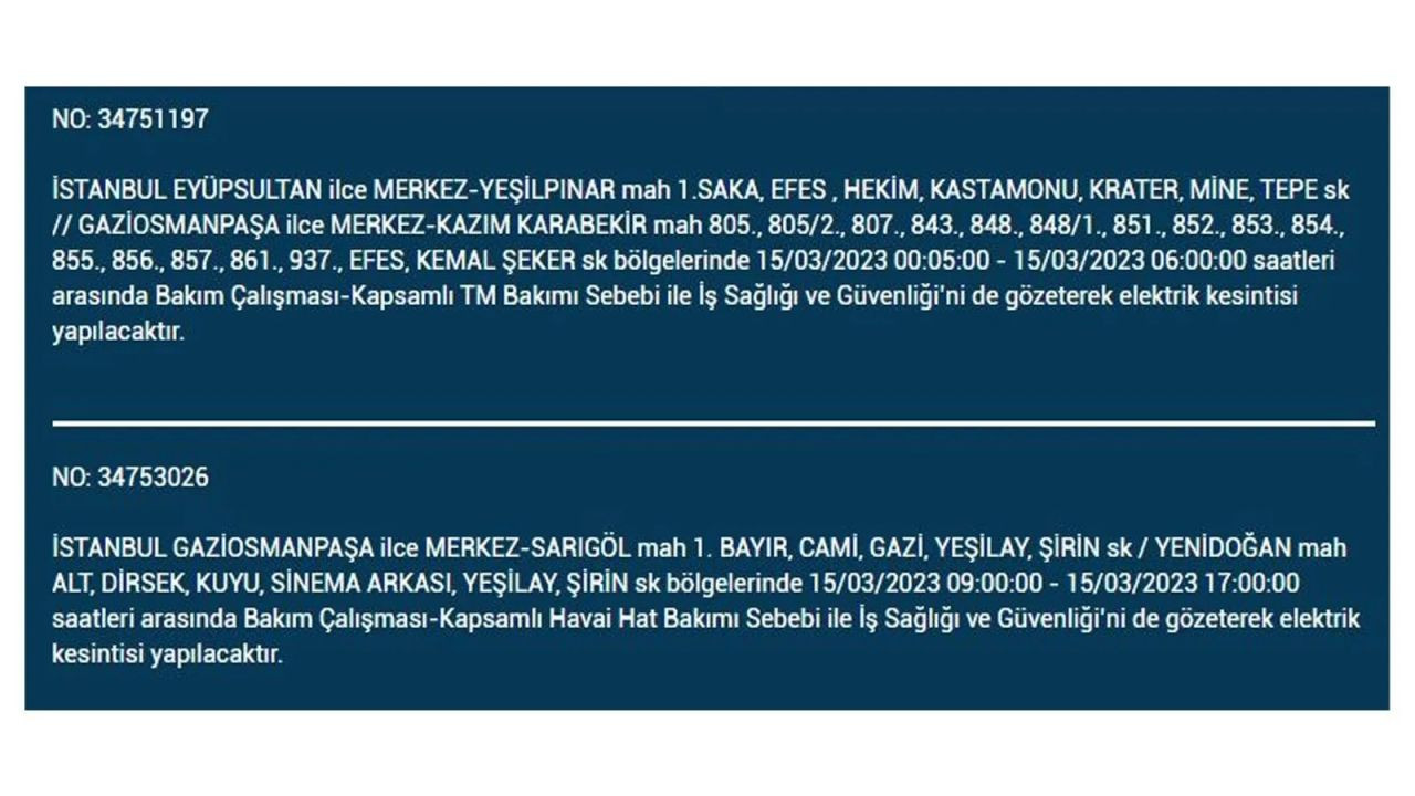 İstanbul'da elektriğin kesileceği ilçeler belli oldu! 15 Mart İstanbul elektrik kesintisi - Sayfa 17