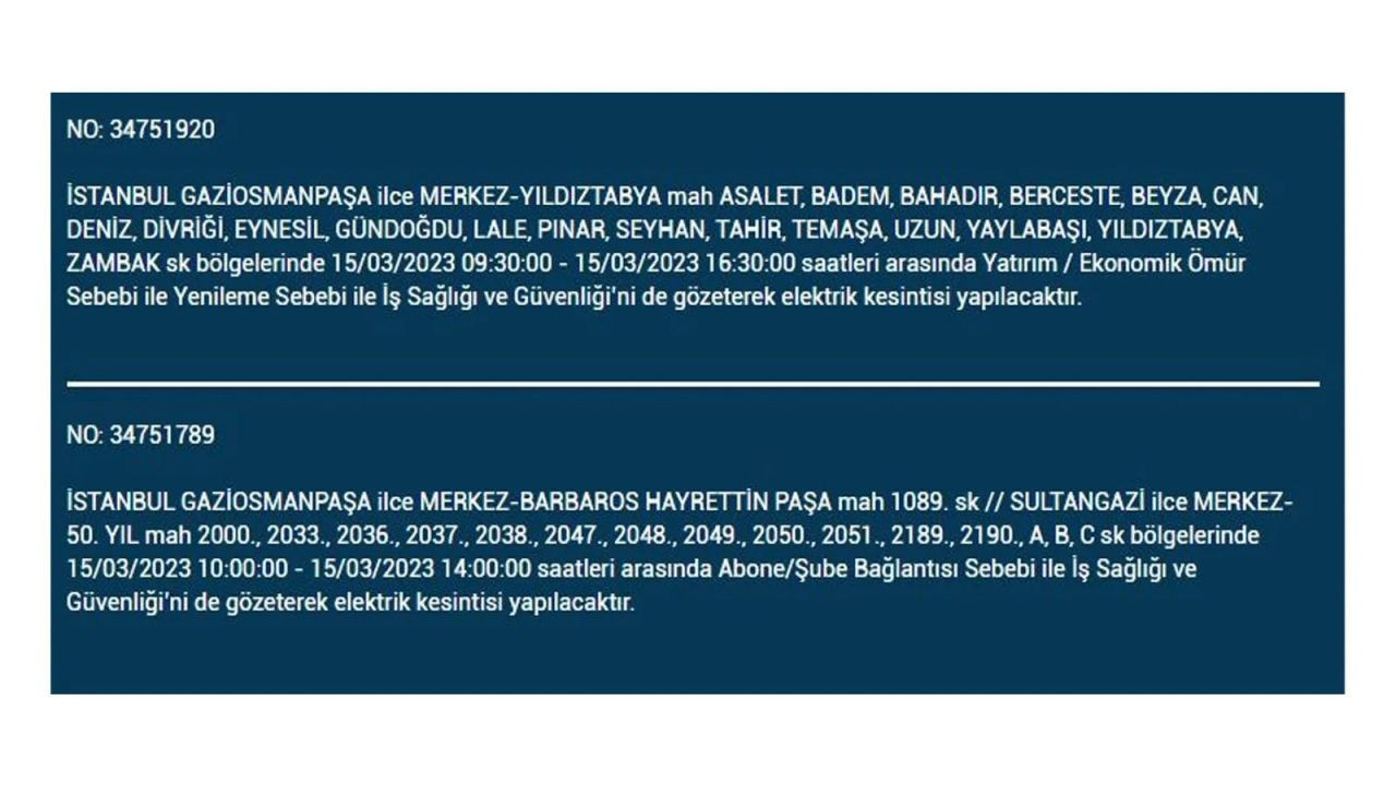 İstanbul'da elektriğin kesileceği ilçeler belli oldu! 15 Mart İstanbul elektrik kesintisi - Sayfa 16