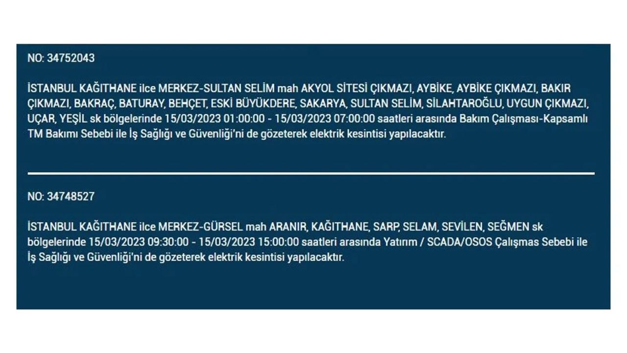 İstanbul'da elektriğin kesileceği ilçeler belli oldu! 15 Mart İstanbul elektrik kesintisi - Sayfa 14