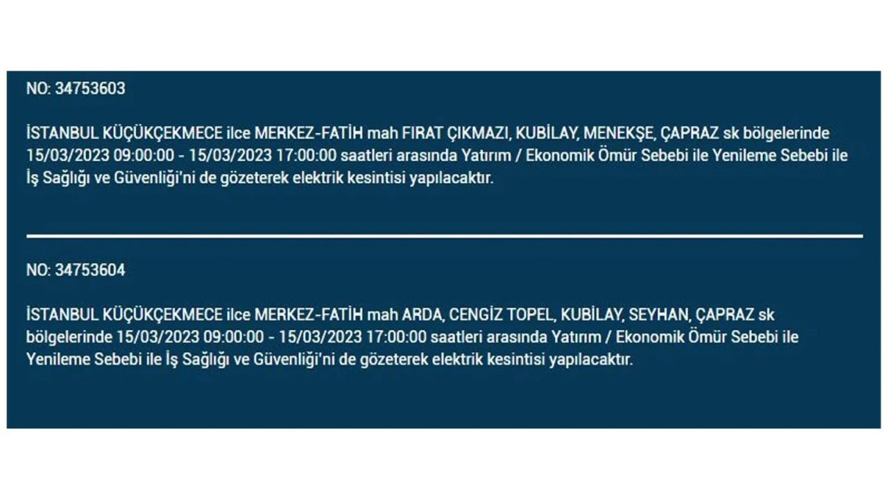 İstanbul'da elektriğin kesileceği ilçeler belli oldu! 15 Mart İstanbul elektrik kesintisi - Sayfa 12