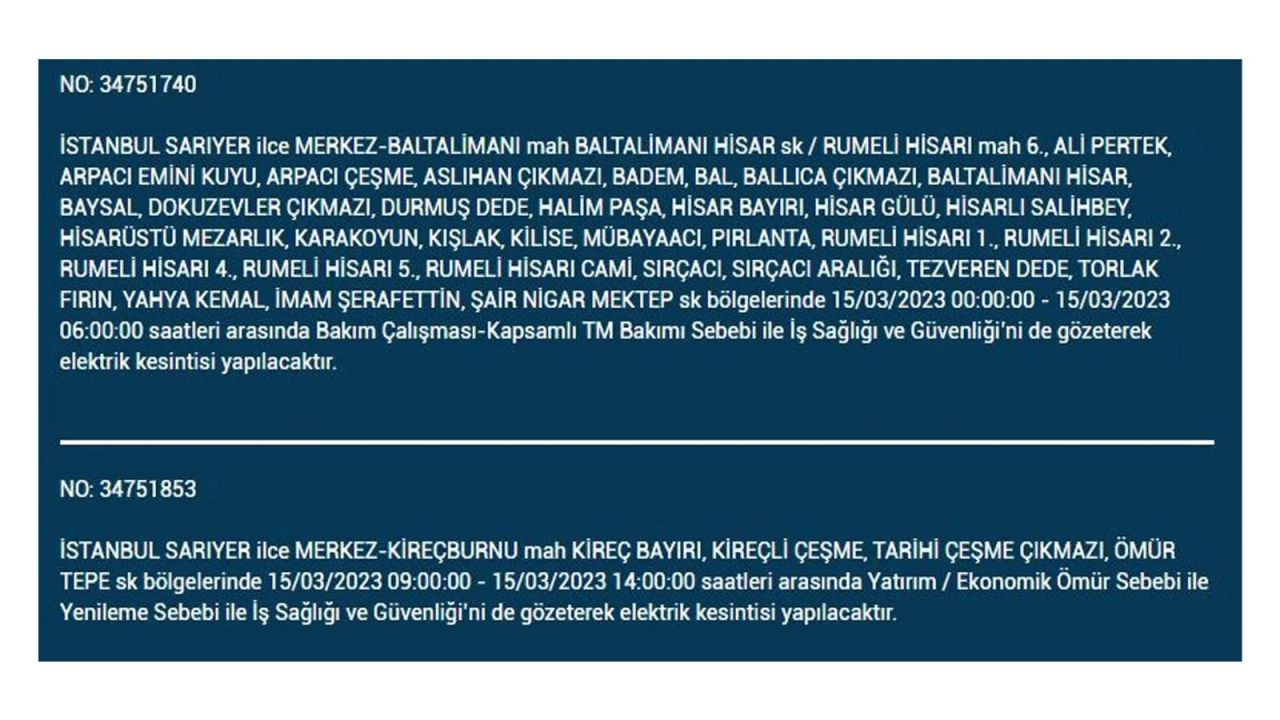 İstanbul'da elektriğin kesileceği ilçeler belli oldu! 15 Mart İstanbul elektrik kesintisi - Sayfa 11