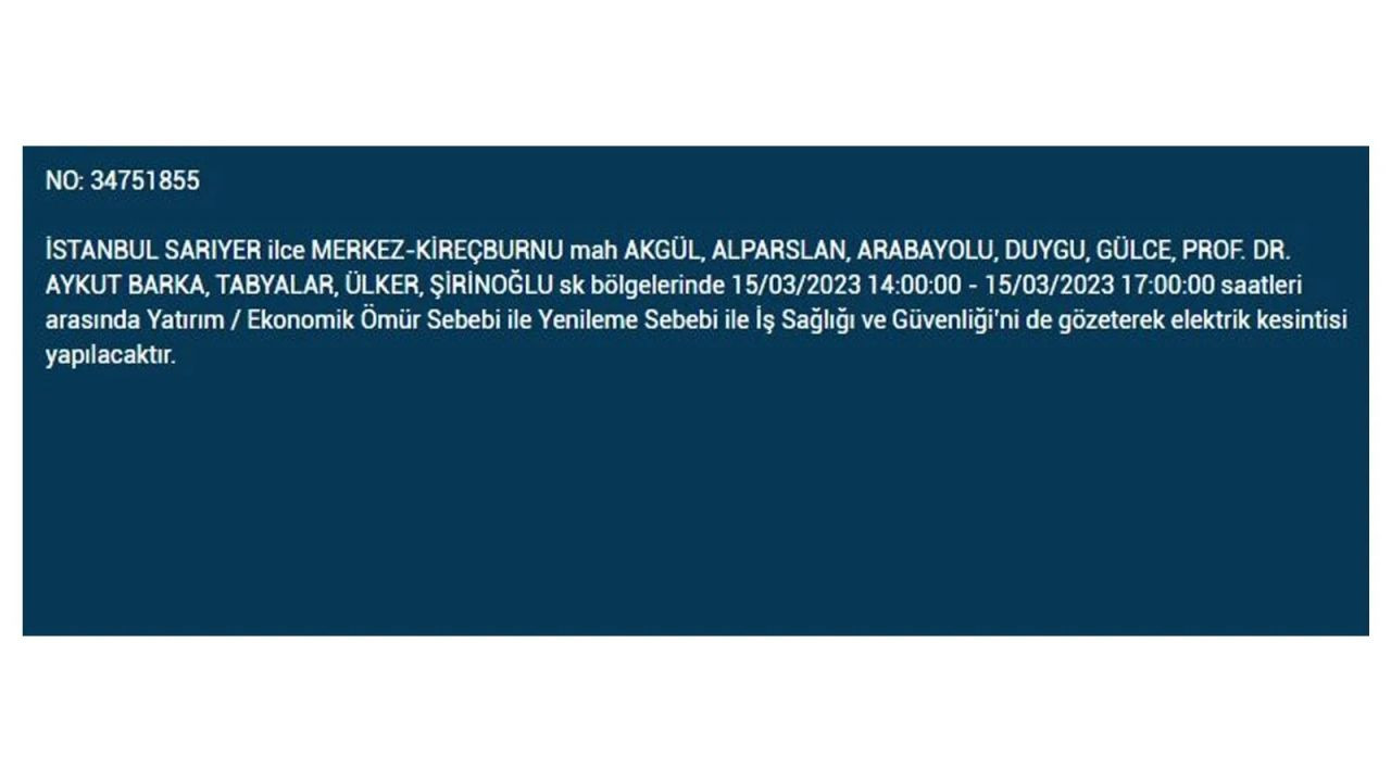 İstanbul'da elektriğin kesileceği ilçeler belli oldu! 15 Mart İstanbul elektrik kesintisi - Sayfa 9