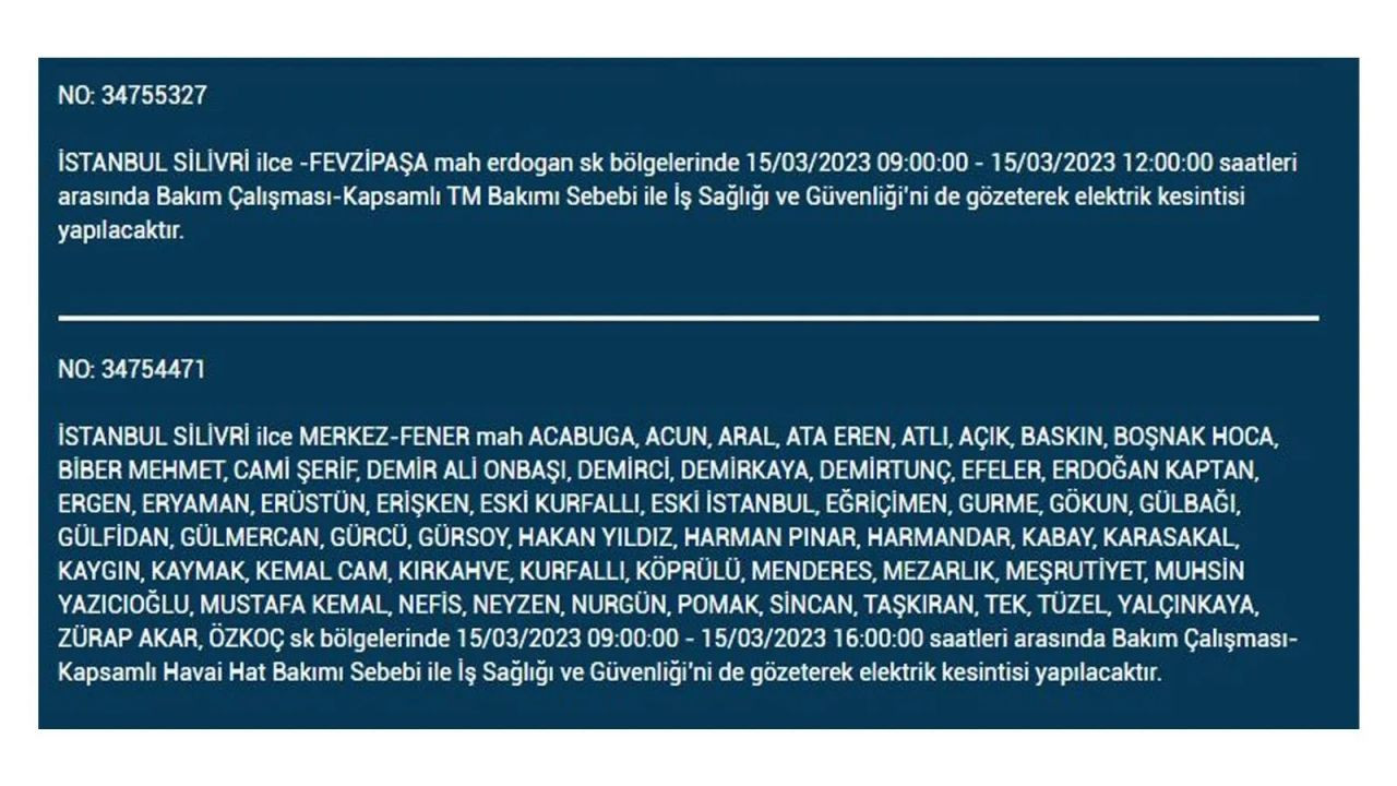 İstanbul'da elektriğin kesileceği ilçeler belli oldu! 15 Mart İstanbul elektrik kesintisi - Sayfa 8
