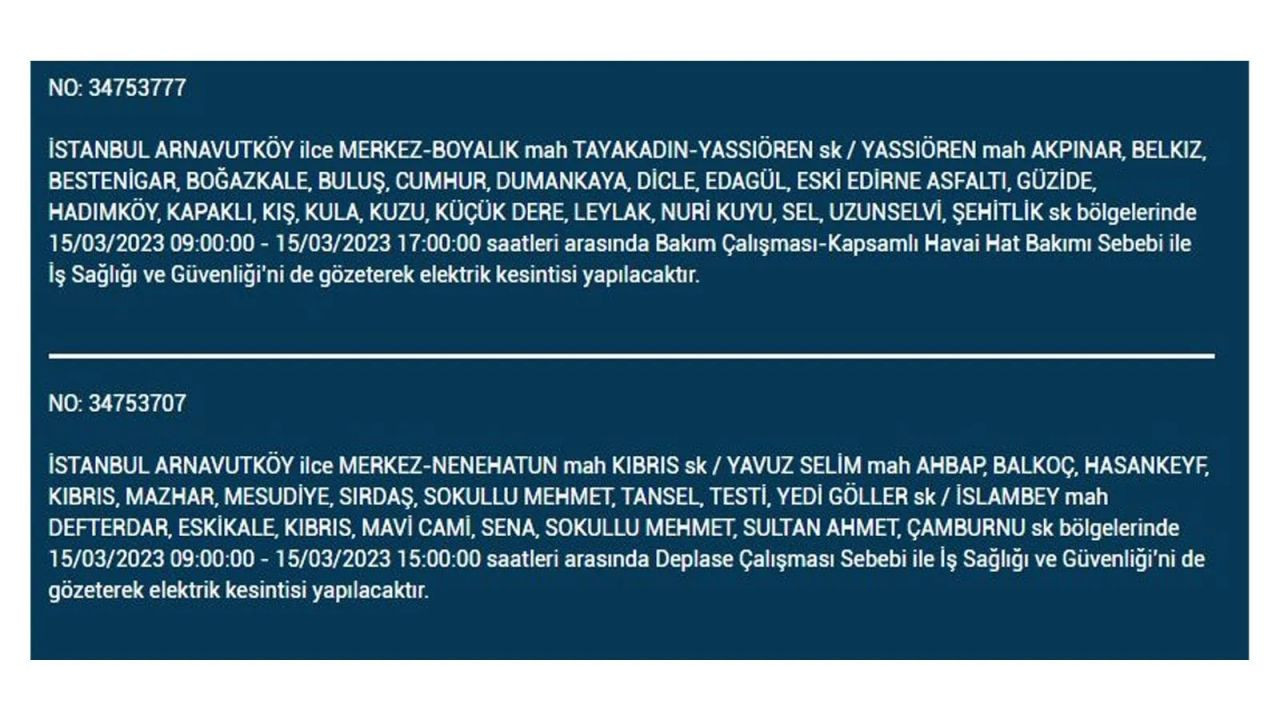 İstanbul'da elektriğin kesileceği ilçeler belli oldu! 15 Mart İstanbul elektrik kesintisi - Sayfa 36