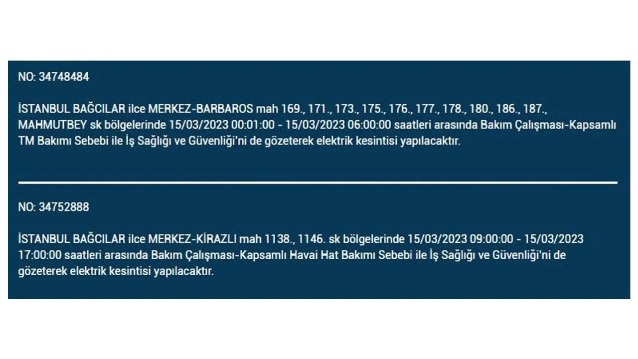 İstanbul'da elektriğin kesileceği ilçeler belli oldu! 15 Mart İstanbul elektrik kesintisi - Sayfa 33
