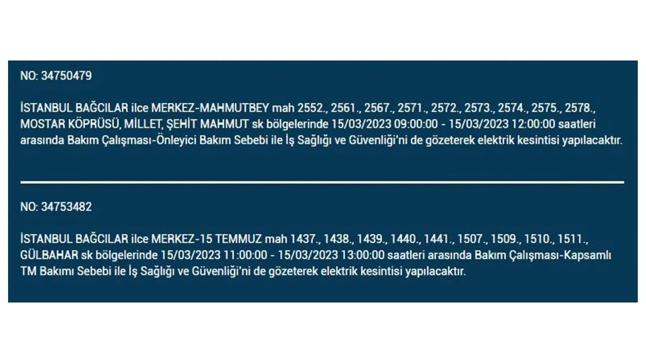 İstanbul'da elektriğin kesileceği ilçeler belli oldu! 15 Mart İstanbul elektrik kesintisi - Sayfa 31
