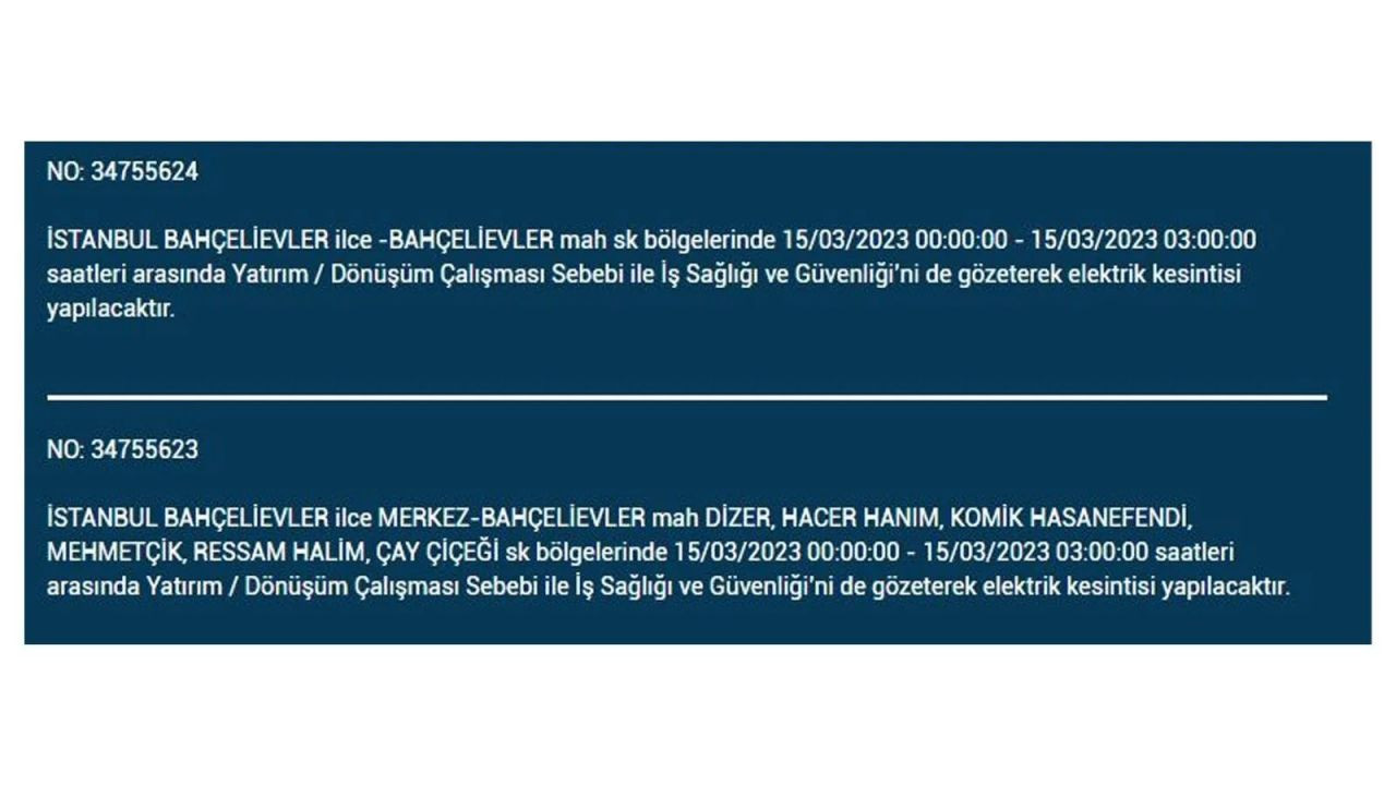 İstanbul'da elektriğin kesileceği ilçeler belli oldu! 15 Mart İstanbul elektrik kesintisi - Sayfa 30