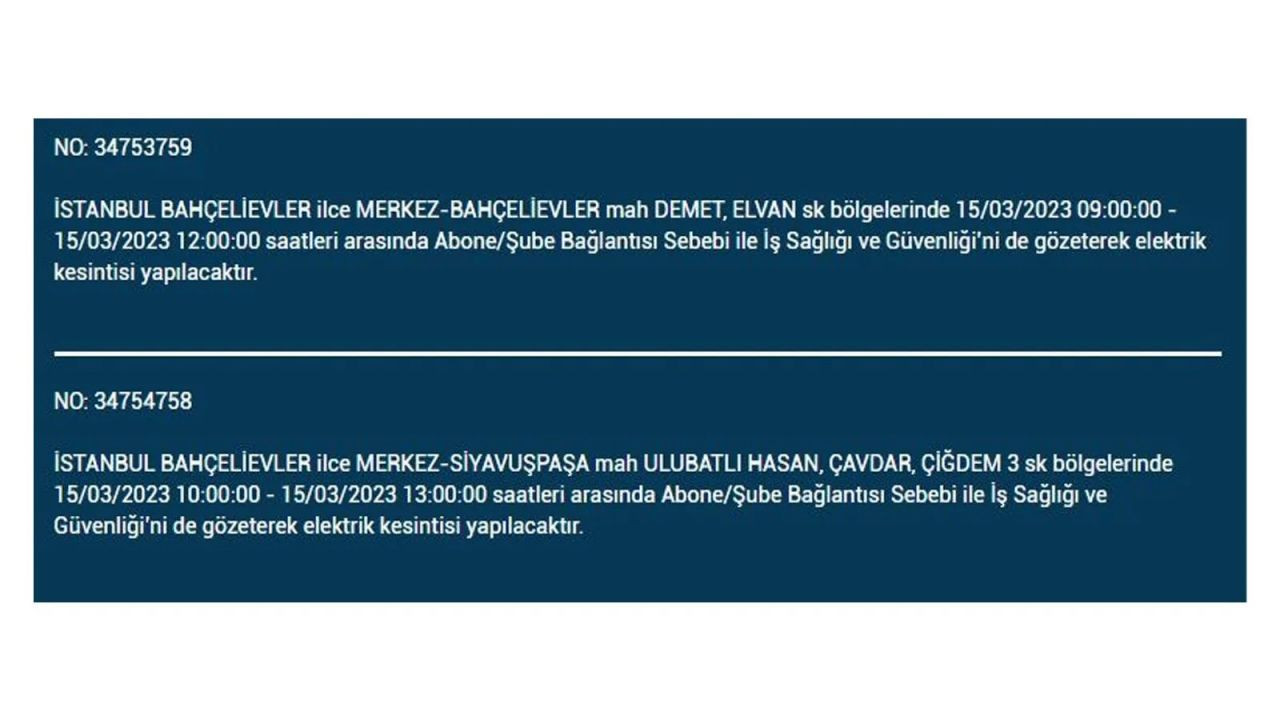 İstanbul'da elektriğin kesileceği ilçeler belli oldu! 15 Mart İstanbul elektrik kesintisi - Sayfa 29