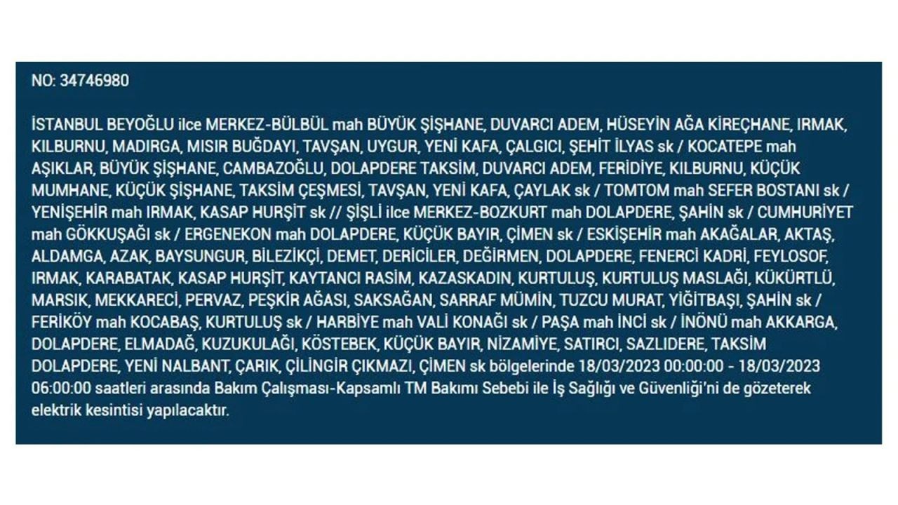 İstanbul'da elektriğin kesileceği ilçeler belli oldu! 18 Mart İstanbul elektrik kesintisi - Sayfa 4