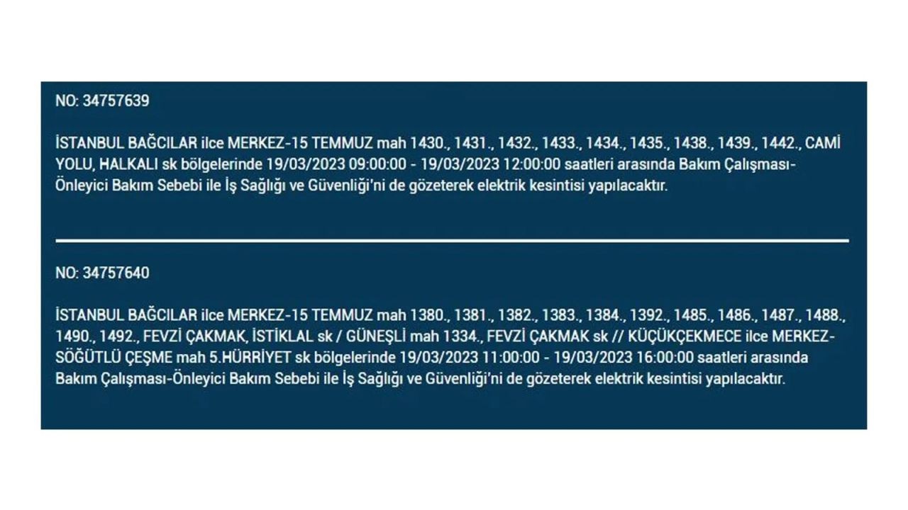 İstanbul'da elektriğin kesileceği ilçeler belli oldu! 19 Mart İstanbul elektrik kesintisi - Sayfa 3