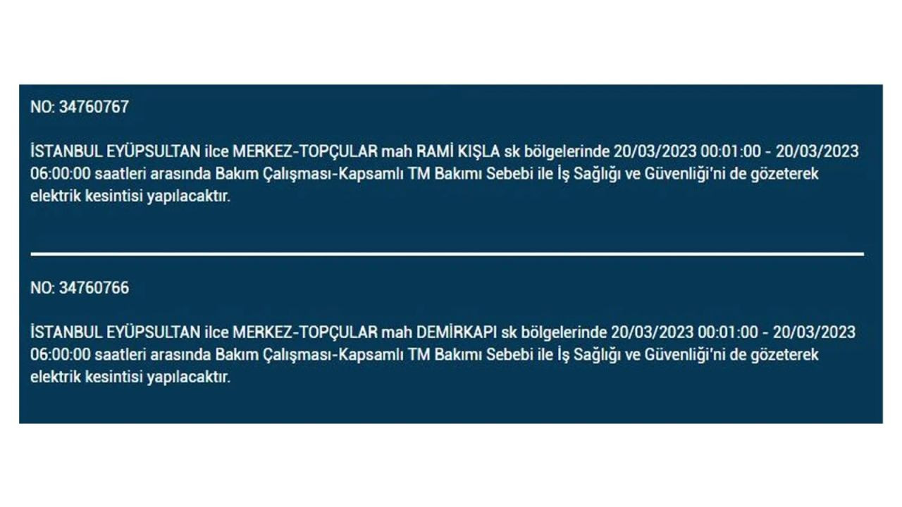 İstanbul'da elektriğin kesileceği ilçeler belli oldu! 20 Mart İstanbul elektrik kesintisi - Sayfa 18