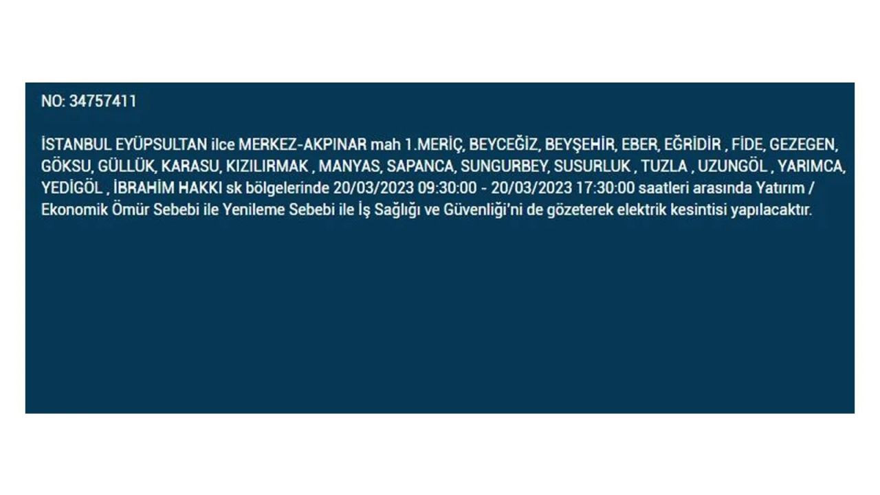 İstanbul'da elektriğin kesileceği ilçeler belli oldu! 20 Mart İstanbul elektrik kesintisi - Sayfa 16