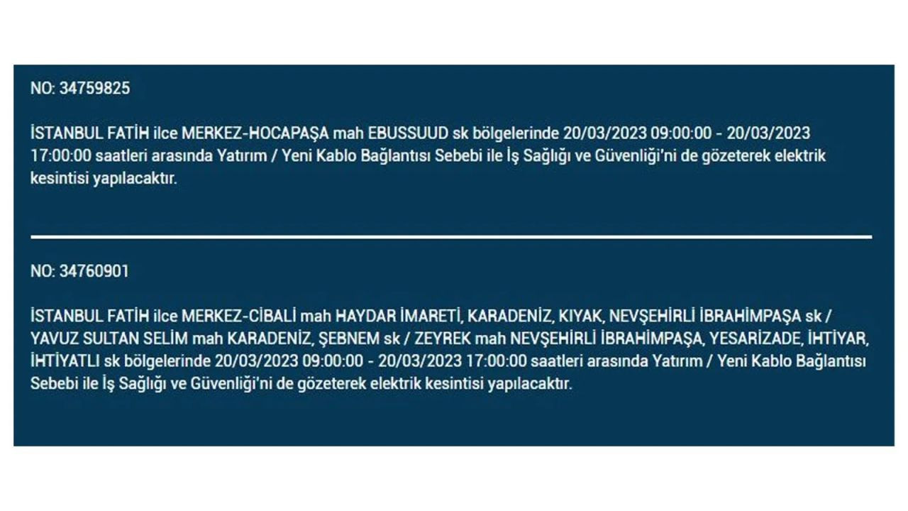 İstanbul'da elektriğin kesileceği ilçeler belli oldu! 20 Mart İstanbul elektrik kesintisi - Sayfa 14