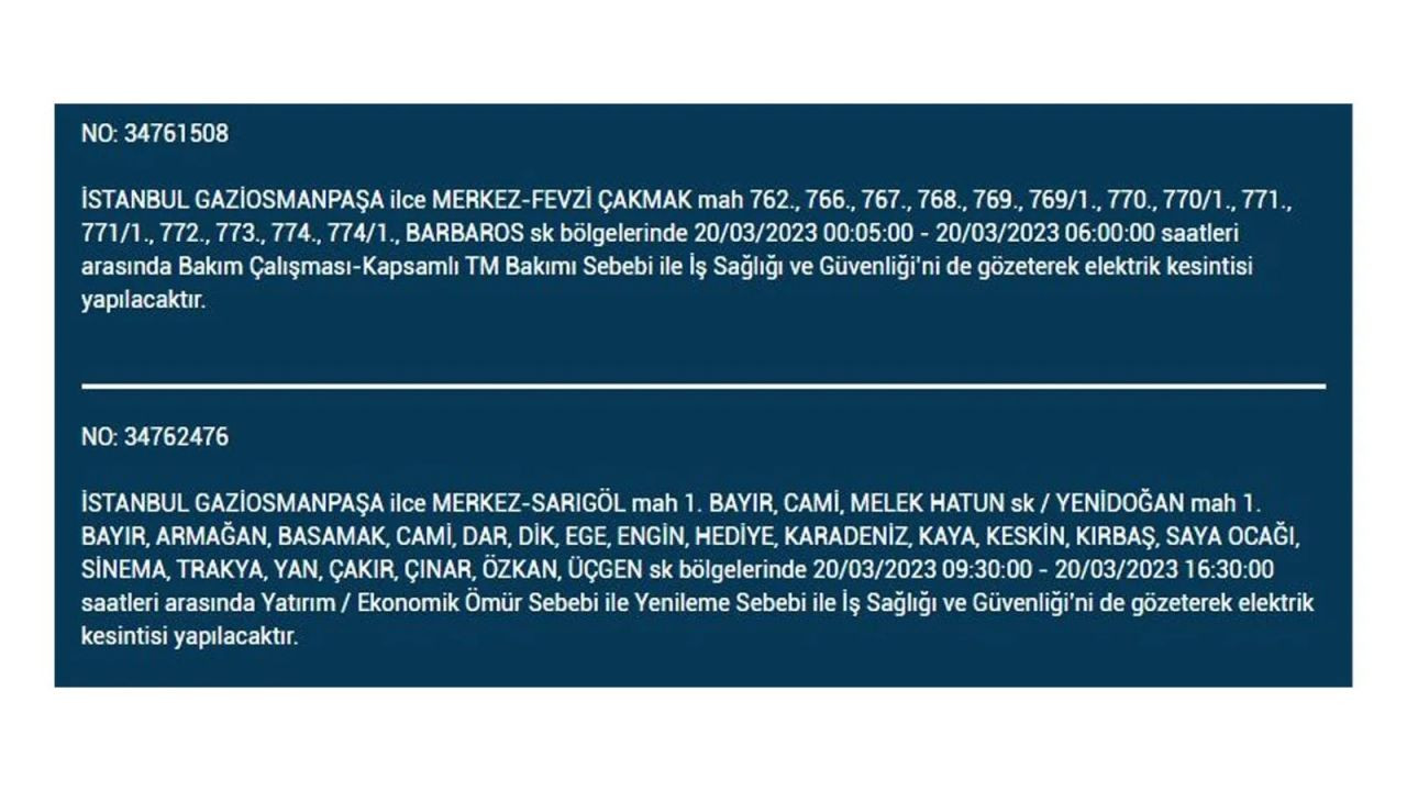İstanbul'da elektriğin kesileceği ilçeler belli oldu! 20 Mart İstanbul elektrik kesintisi - Sayfa 13