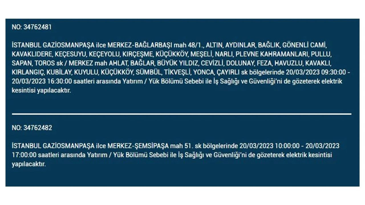 İstanbul'da elektriğin kesileceği ilçeler belli oldu! 20 Mart İstanbul elektrik kesintisi - Sayfa 12