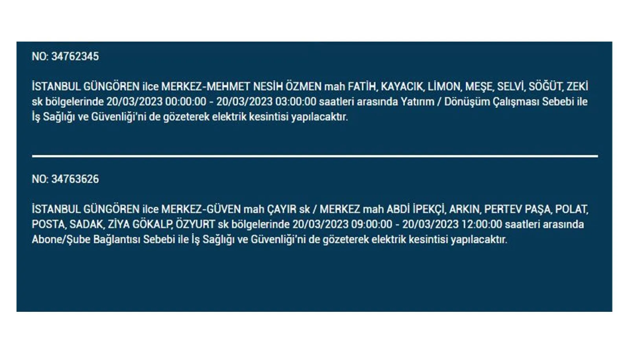 İstanbul'da elektriğin kesileceği ilçeler belli oldu! 20 Mart İstanbul elektrik kesintisi - Sayfa 11