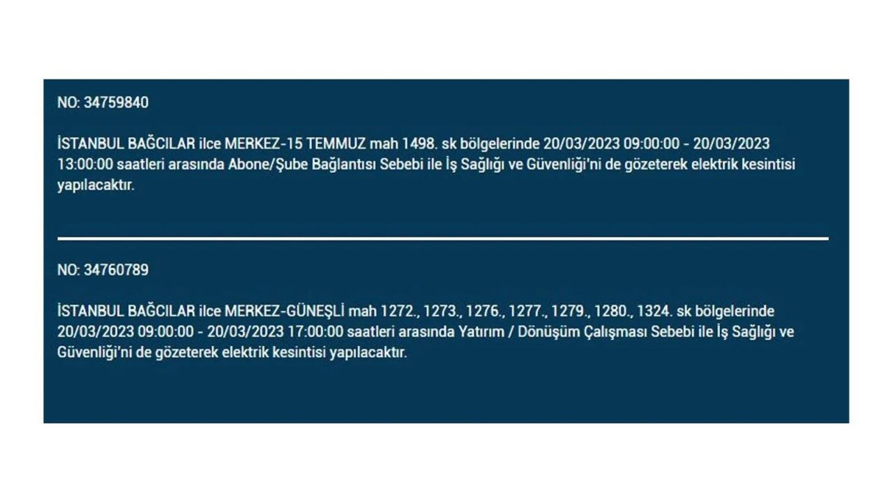 İstanbul'da elektriğin kesileceği ilçeler belli oldu! 20 Mart İstanbul elektrik kesintisi - Sayfa 26