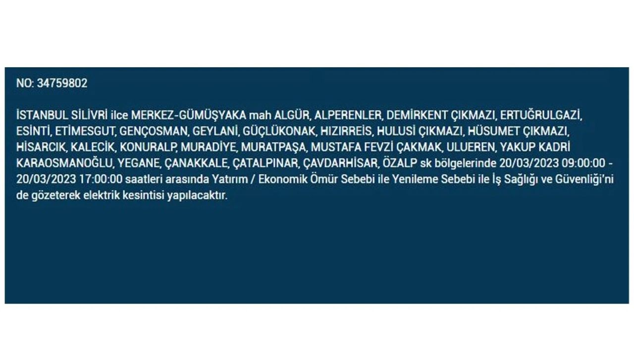 İstanbul'da elektriğin kesileceği ilçeler belli oldu! 20 Mart İstanbul elektrik kesintisi - Sayfa 4