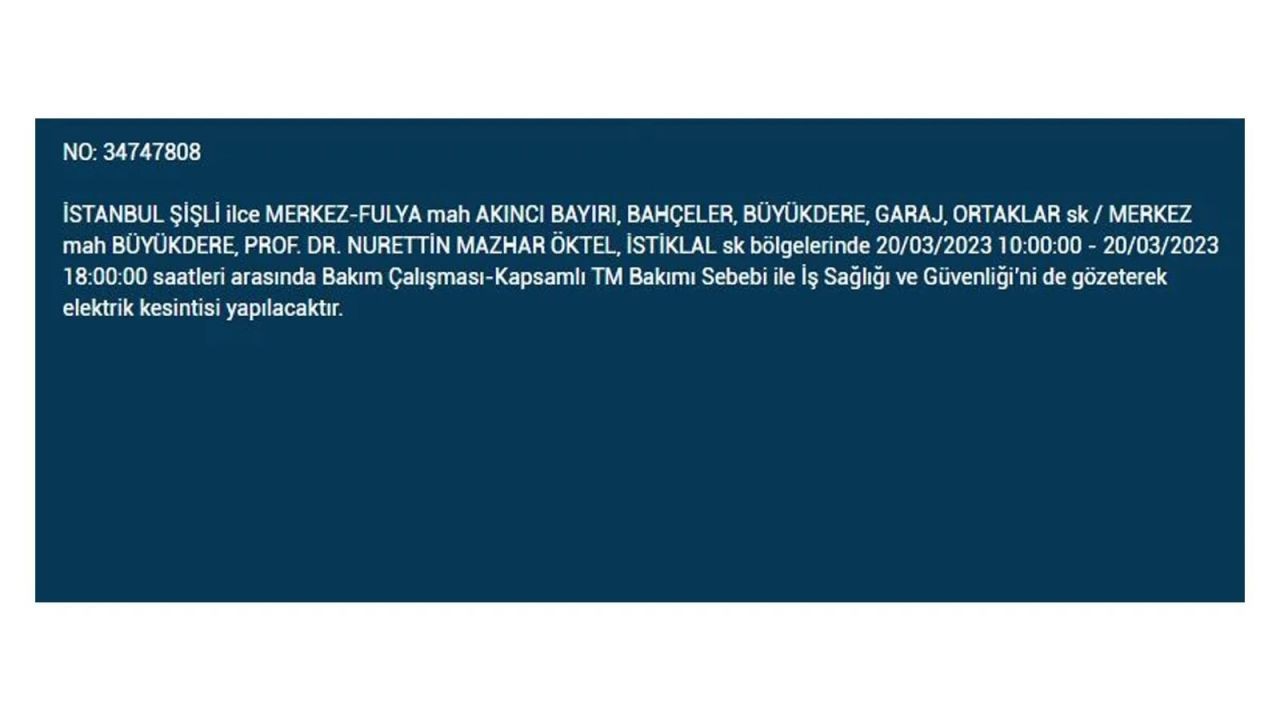 İstanbul'da elektriğin kesileceği ilçeler belli oldu! 20 Mart İstanbul elektrik kesintisi - Sayfa 3