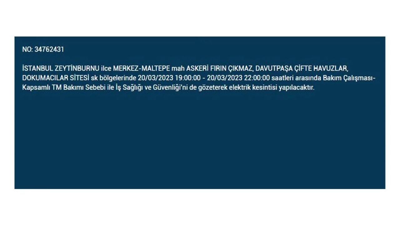 İstanbul'da elektriğin kesileceği ilçeler belli oldu! 20 Mart İstanbul elektrik kesintisi - Sayfa 2