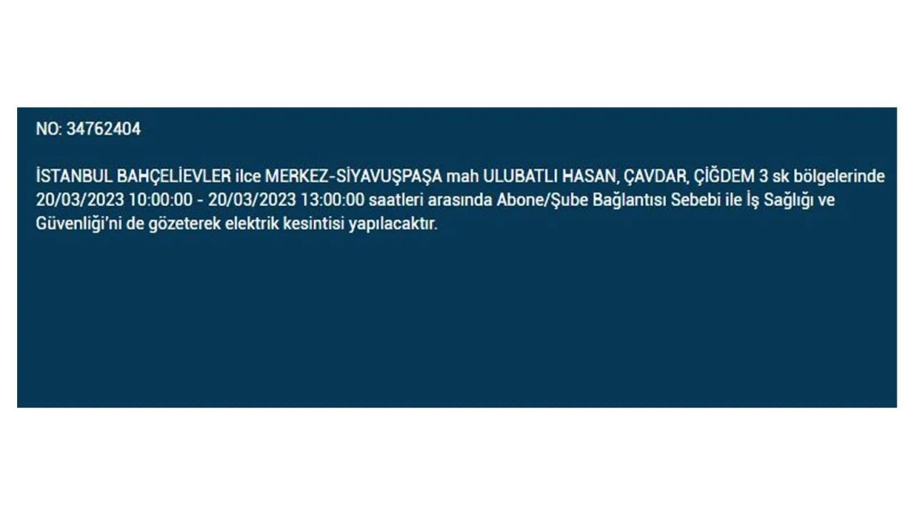 İstanbul'da elektriğin kesileceği ilçeler belli oldu! 20 Mart İstanbul elektrik kesintisi - Sayfa 23