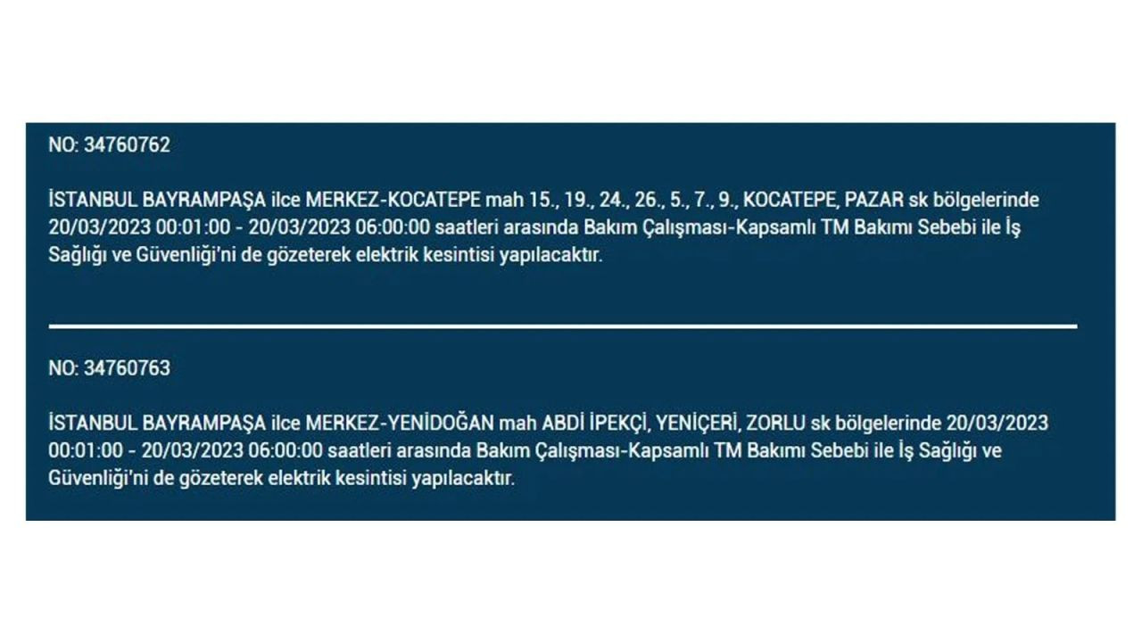İstanbul'da elektriğin kesileceği ilçeler belli oldu! 20 Mart İstanbul elektrik kesintisi - Sayfa 22