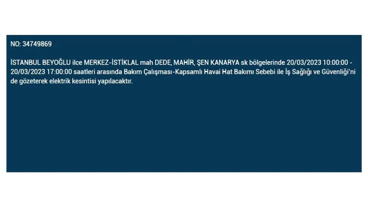 İstanbul'da elektriğin kesileceği ilçeler belli oldu! 20 Mart İstanbul elektrik kesintisi - Sayfa 20