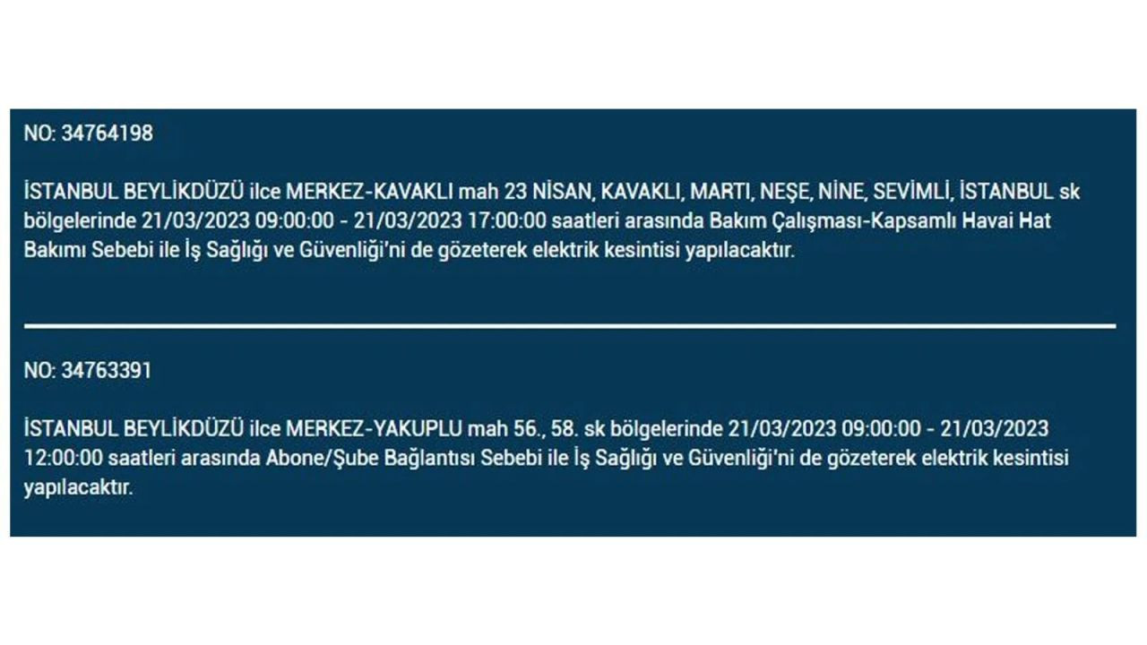 İstanbul'da elektriğin kesileceği ilçeler belli oldu! 21 Mart İstanbul elektrik kesintisi - Sayfa 11