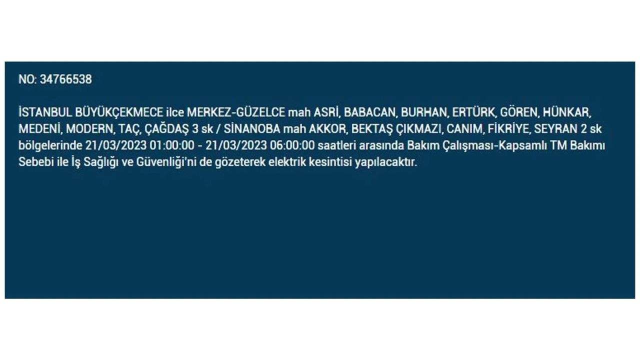 İstanbul'da elektriğin kesileceği ilçeler belli oldu! 21 Mart İstanbul elektrik kesintisi - Sayfa 7