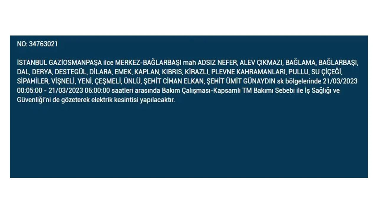 İstanbul'da elektriğin kesileceği ilçeler belli oldu! 21 Mart İstanbul elektrik kesintisi - Sayfa 34