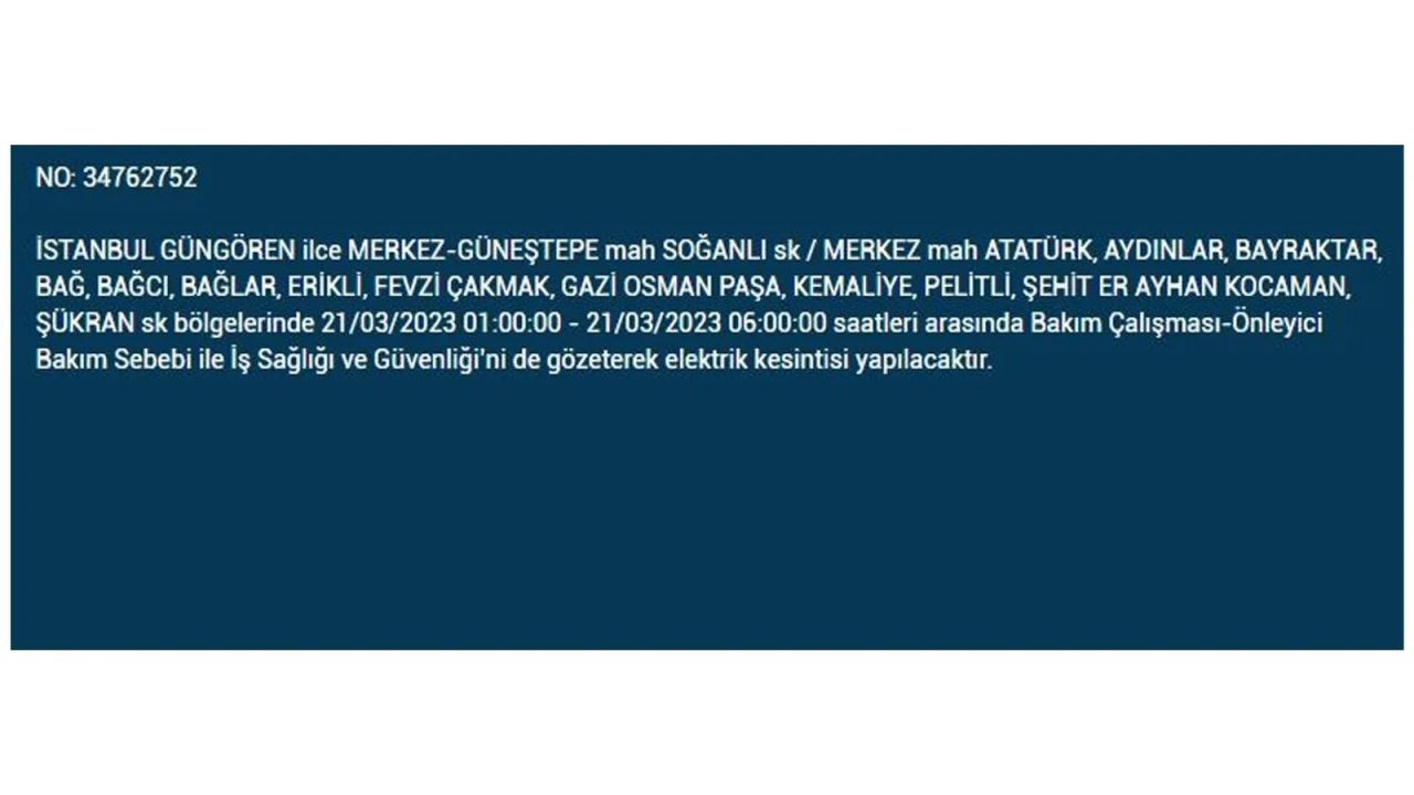 İstanbul'da elektriğin kesileceği ilçeler belli oldu! 21 Mart İstanbul elektrik kesintisi - Sayfa 32