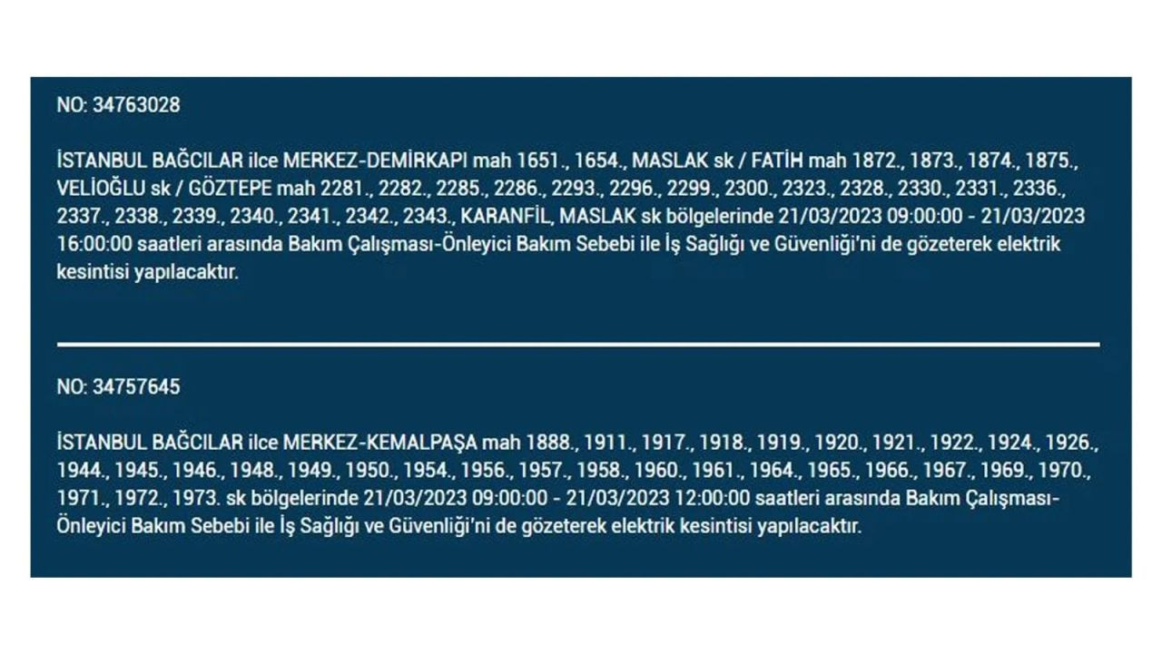 İstanbul'da elektriğin kesileceği ilçeler belli oldu! 21 Mart İstanbul elektrik kesintisi - Sayfa 21