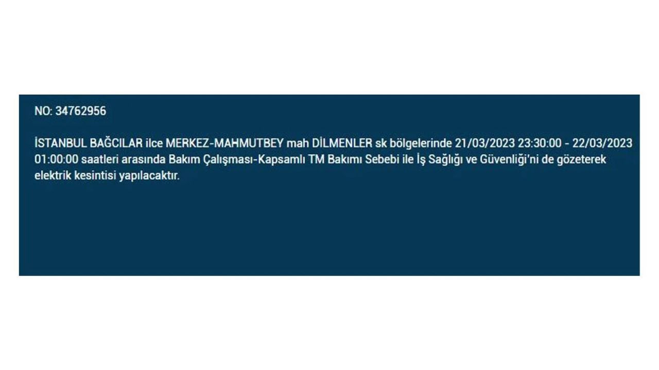 İstanbul'da elektriğin kesileceği ilçeler belli oldu! 21 Mart İstanbul elektrik kesintisi - Sayfa 19