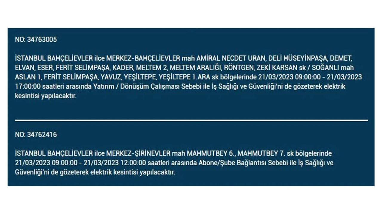 İstanbul'da elektriğin kesileceği ilçeler belli oldu! 21 Mart İstanbul elektrik kesintisi - Sayfa 18
