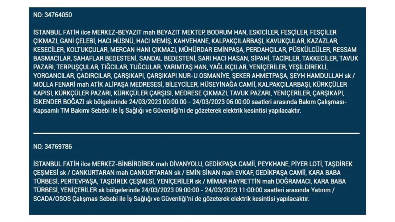 İstanbul'da elektriğin kesileceği ilçeler belli oldu! 24 Mart İstanbul elektrik kesintisi - Sayfa 16