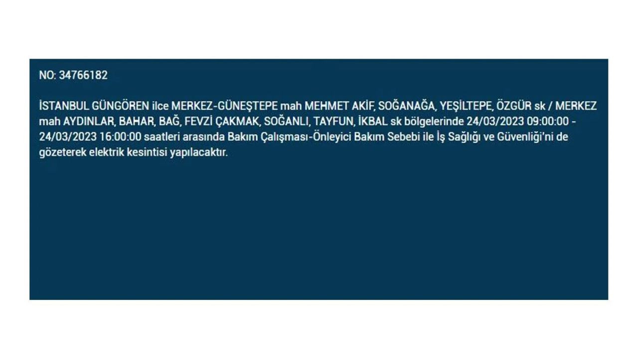 İstanbul'da elektriğin kesileceği ilçeler belli oldu! 24 Mart İstanbul elektrik kesintisi - Sayfa 10