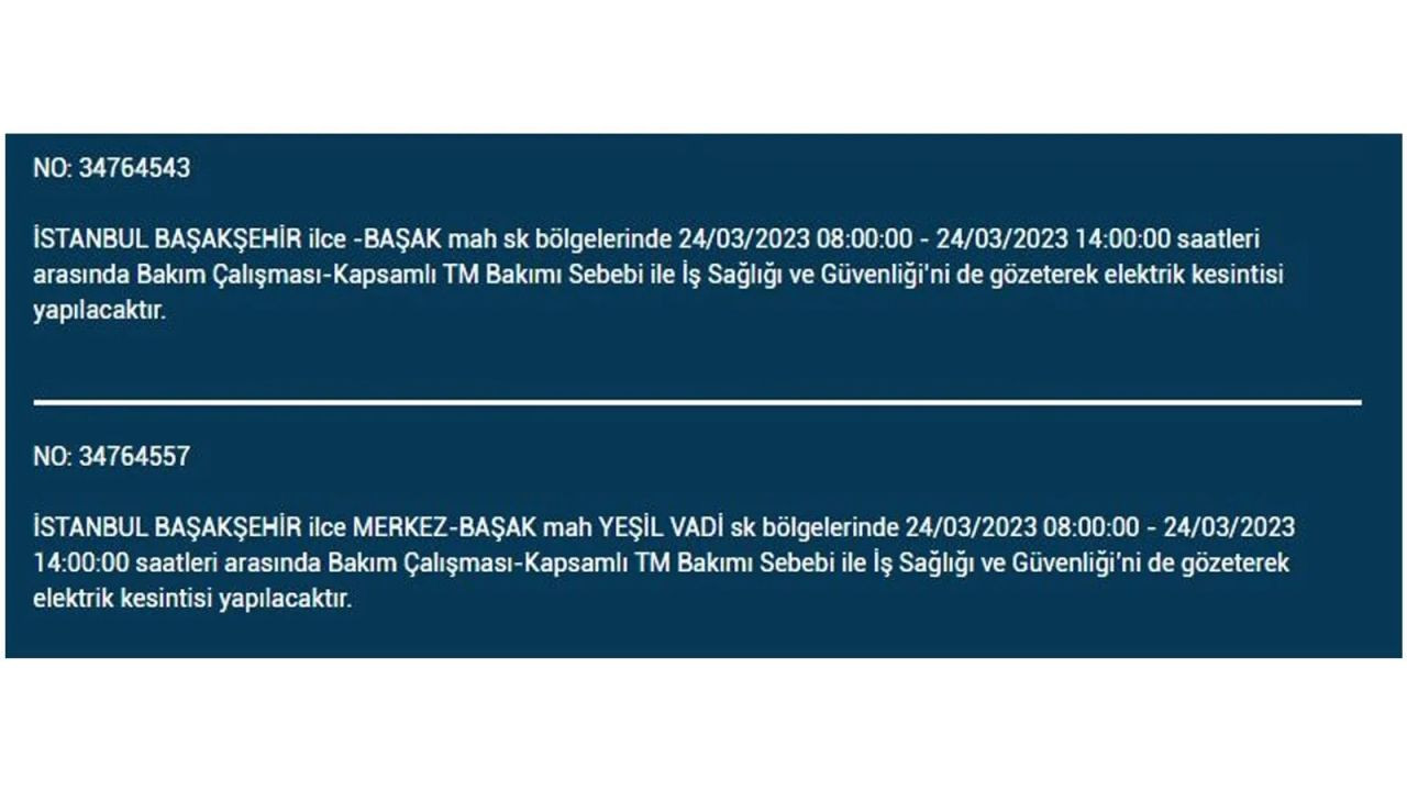 İstanbul'da elektriğin kesileceği ilçeler belli oldu! 24 Mart İstanbul elektrik kesintisi - Sayfa 25