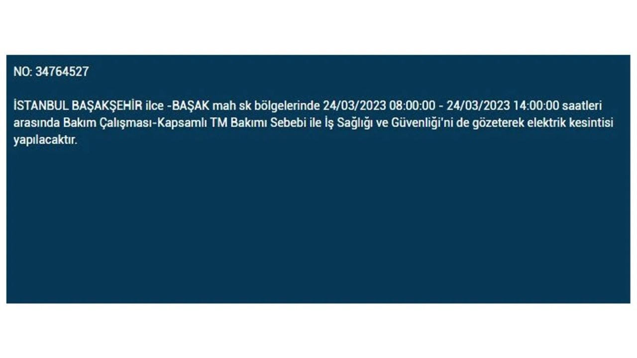 İstanbul'da elektriğin kesileceği ilçeler belli oldu! 24 Mart İstanbul elektrik kesintisi - Sayfa 24