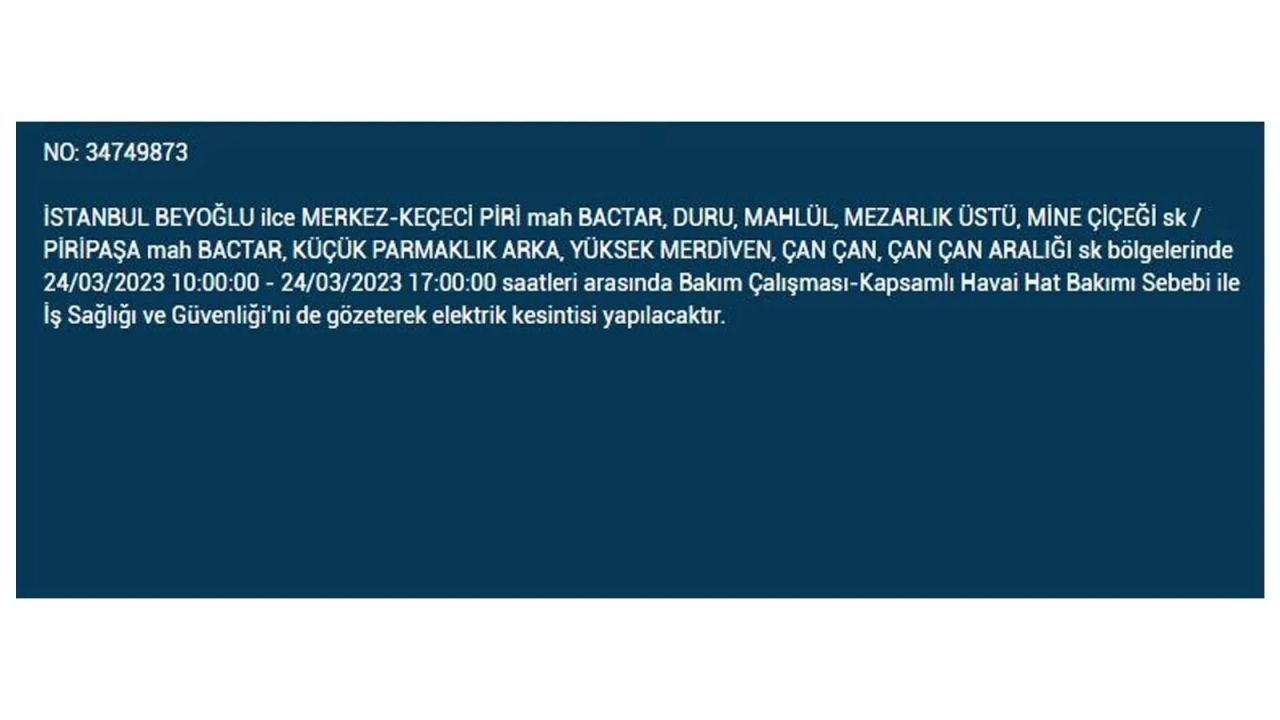 İstanbul'da elektriğin kesileceği ilçeler belli oldu! 24 Mart İstanbul elektrik kesintisi - Sayfa 22
