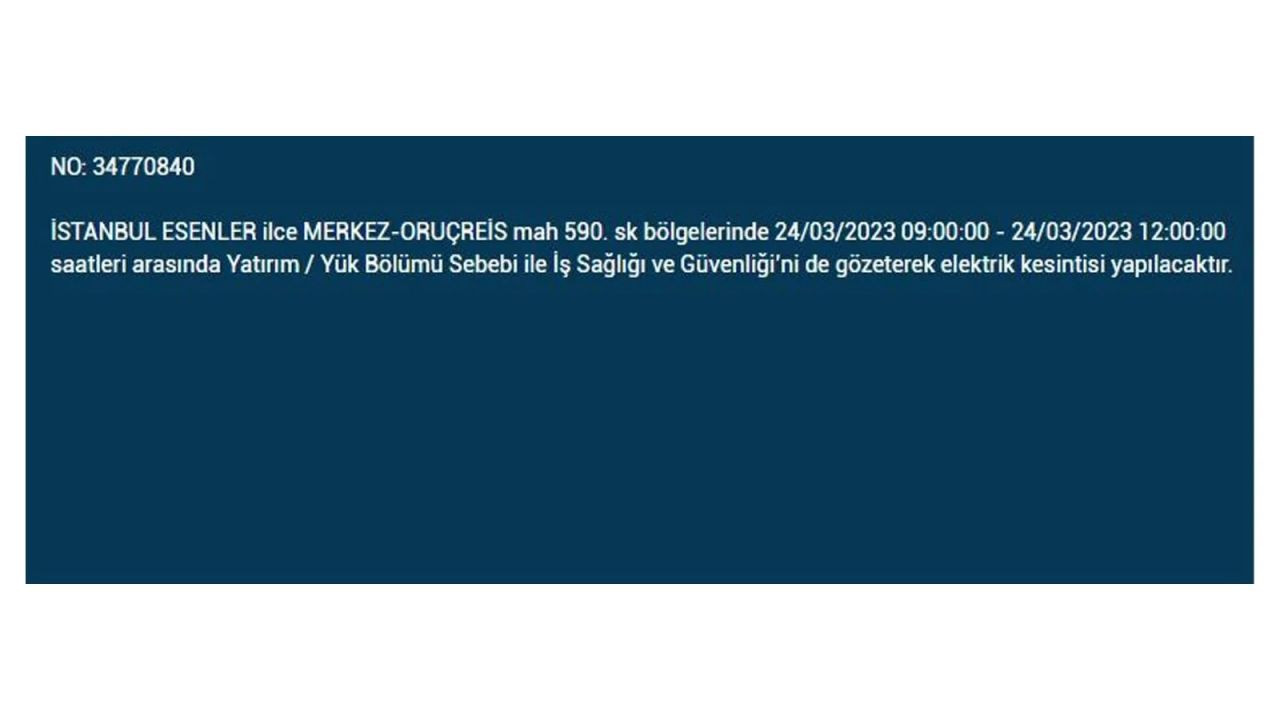 İstanbul'da elektriğin kesileceği ilçeler belli oldu! 24 Mart İstanbul elektrik kesintisi - Sayfa 19