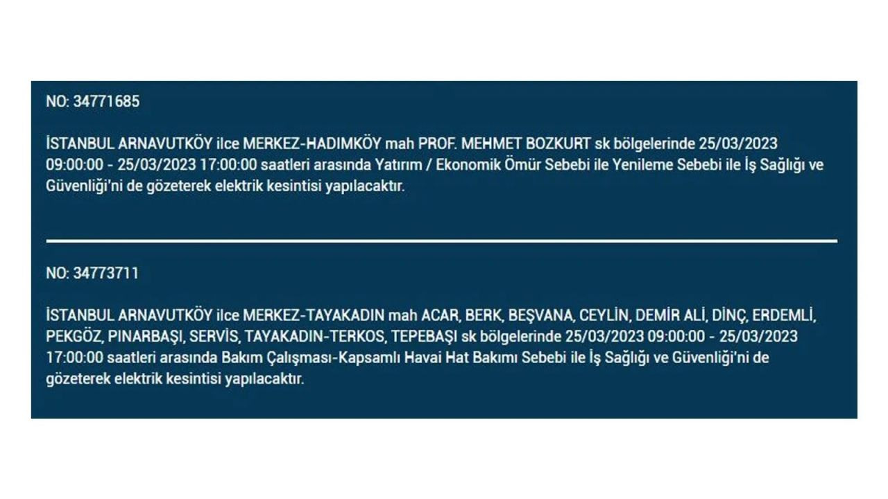 İstanbul'da elektriğin kesileceği ilçeler belli oldu! 25 Mart İstanbul elektrik kesintisi - Sayfa 31