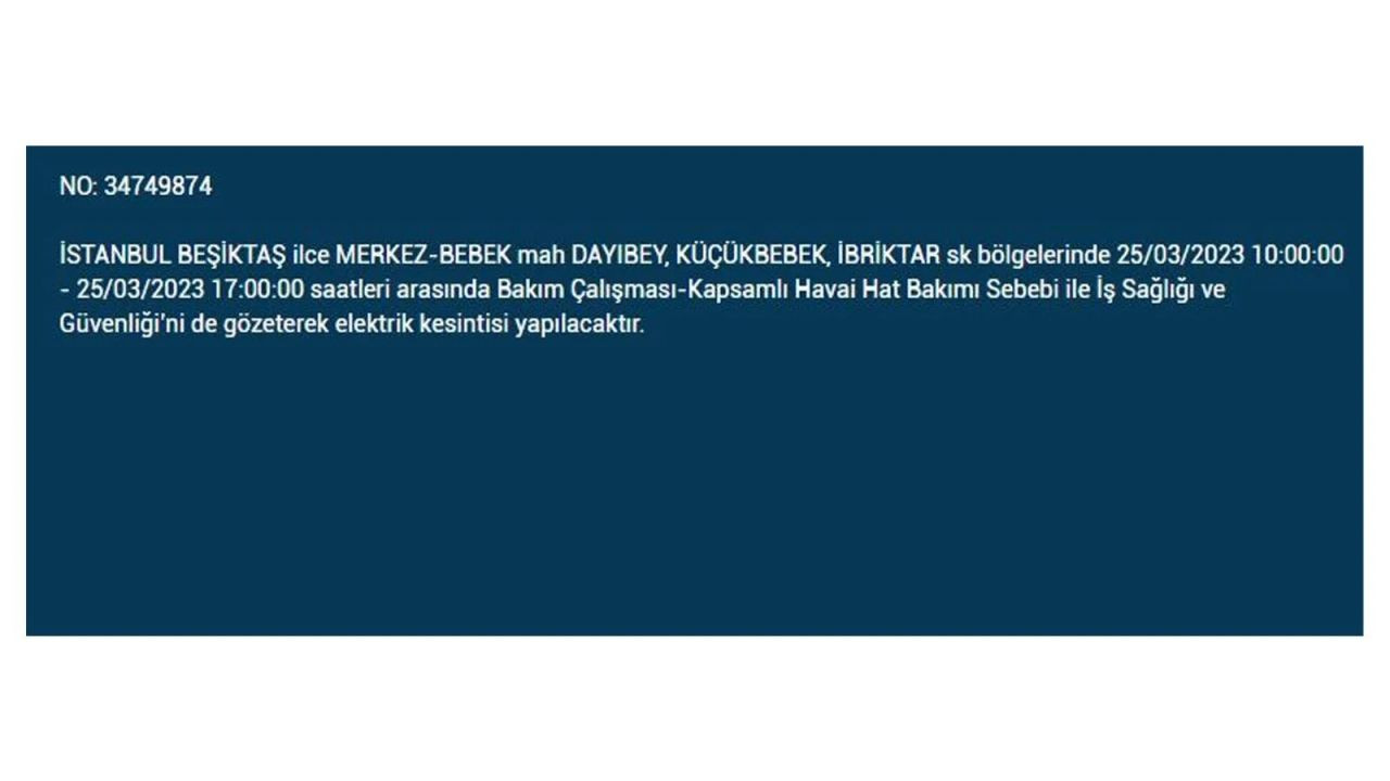 İstanbul'da elektriğin kesileceği ilçeler belli oldu! 25 Mart İstanbul elektrik kesintisi - Sayfa 21