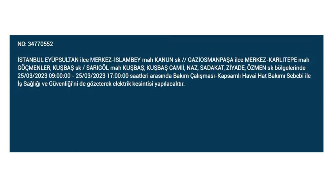 İstanbul'da elektriğin kesileceği ilçeler belli oldu! 25 Mart İstanbul elektrik kesintisi - Sayfa 15