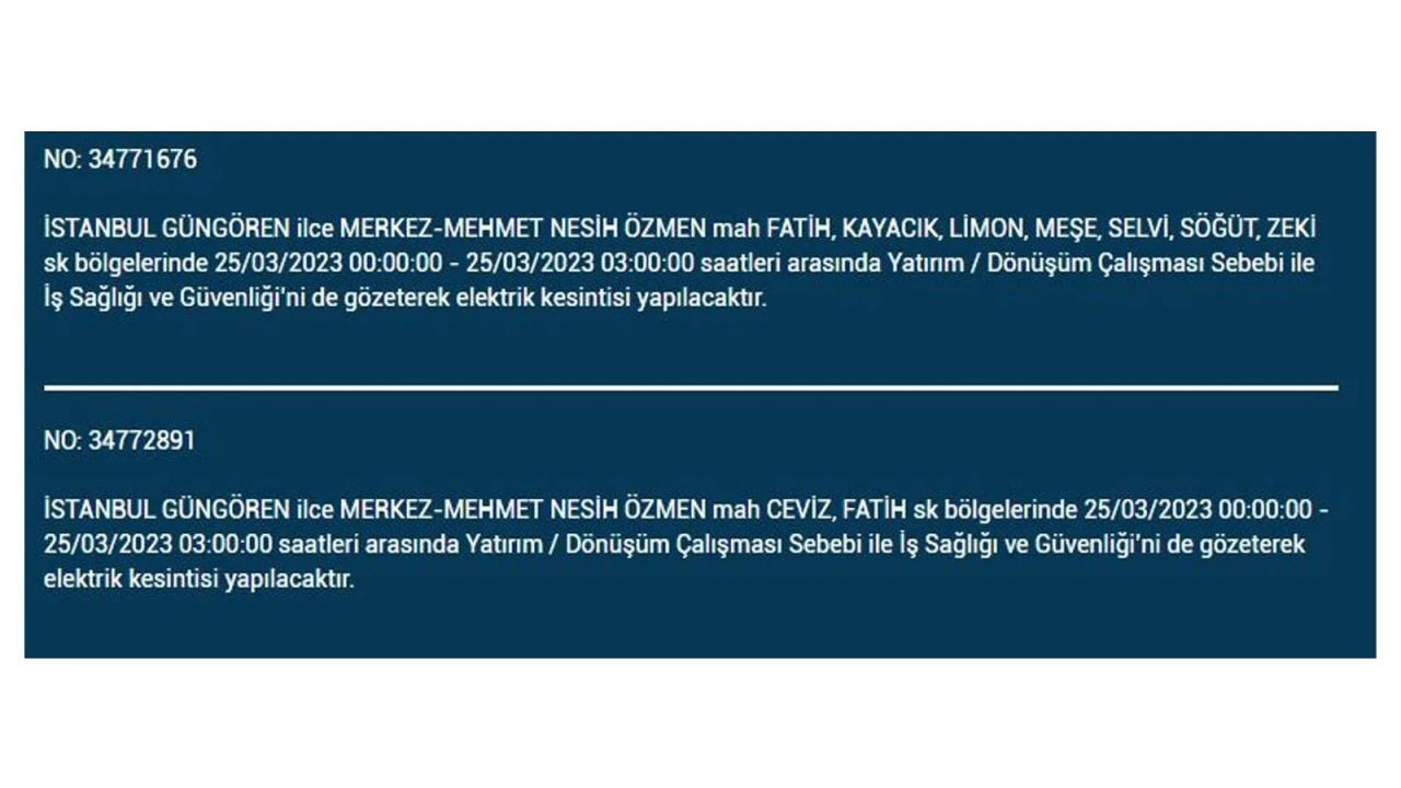 İstanbul'da elektriğin kesileceği ilçeler belli oldu! 25 Mart İstanbul elektrik kesintisi - Sayfa 12