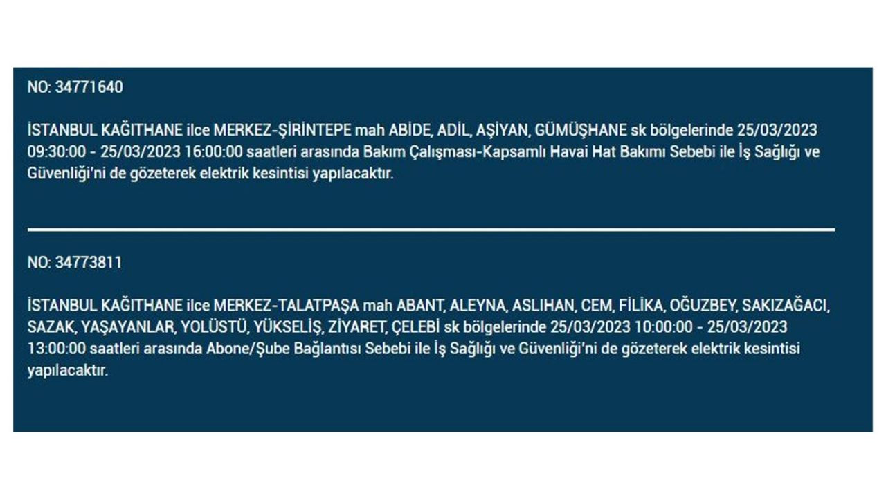 İstanbul'da elektriğin kesileceği ilçeler belli oldu! 25 Mart İstanbul elektrik kesintisi - Sayfa 9
