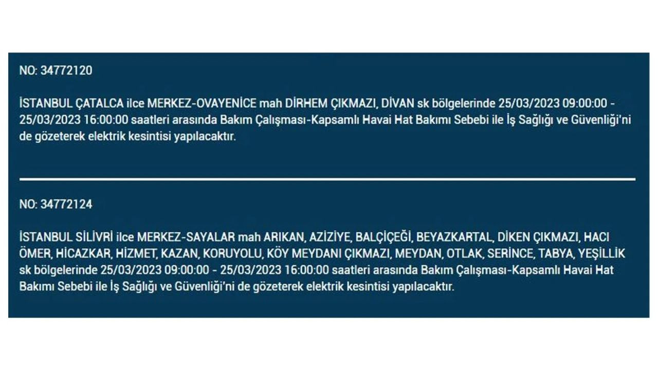 İstanbul'da elektriğin kesileceği ilçeler belli oldu! 25 Mart İstanbul elektrik kesintisi - Sayfa 7