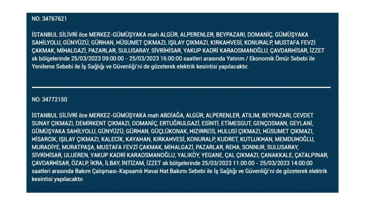 İstanbul'da elektriğin kesileceği ilçeler belli oldu! 25 Mart İstanbul elektrik kesintisi - Sayfa 5